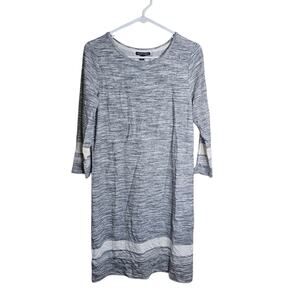 Hilary Radley Womens Dress Knit 3/4 Length Sleeve above the knee Grey Size M